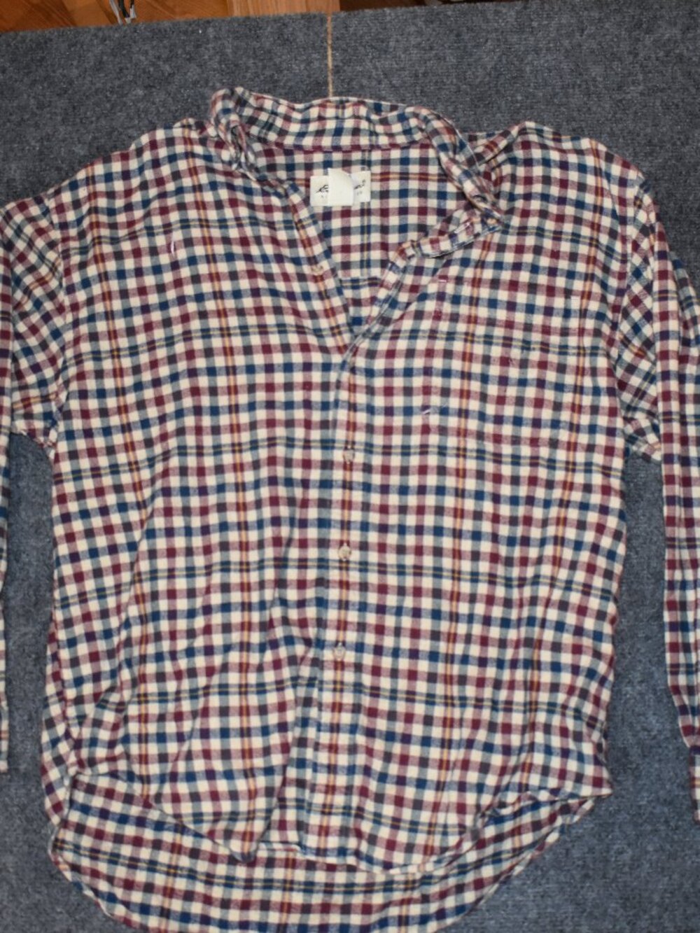 [90s Vintage Clothing] Eddie Bauer Long-Sleeve Button-Down Shirt, Checkered, L